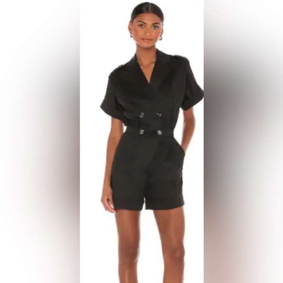 Chic Black Double-Breasted Jumpsuit - Picture 1 of 5